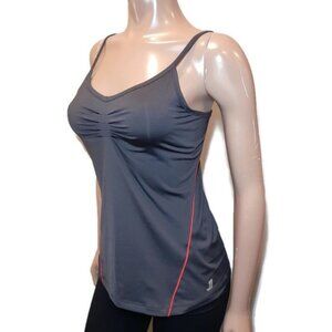 JOE FRESH Sporty Tank Top Built In Shelf Bra Pleated Vneck Athletic